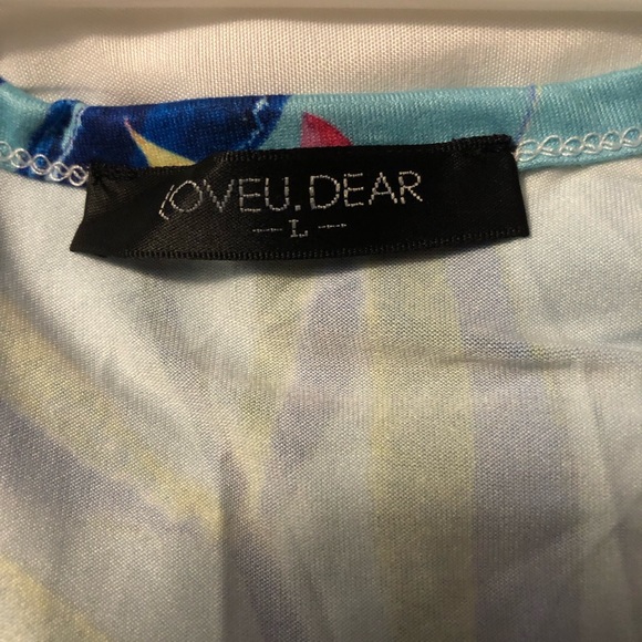 NIB Love You Dear Turquoise & Green Floral V Neck Palazzo Sleeveless Jumpsuit - Picture 5 of 7